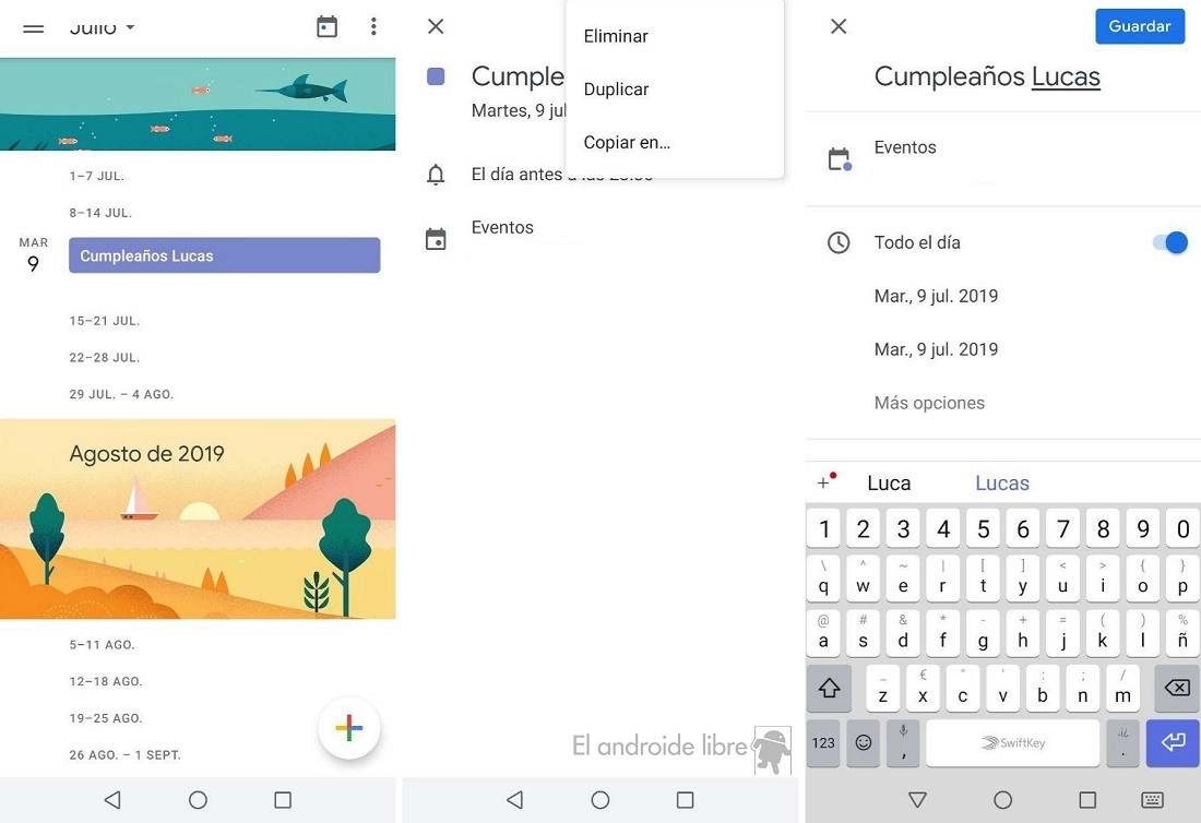 Duplicar eventos Google Calendar